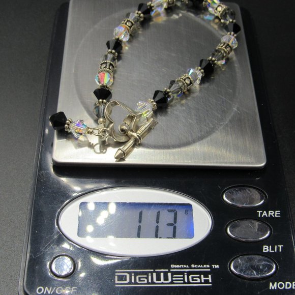 7" Sterling Silver Crystal Heart & Arrow Bracelet Vintage - Picture 7 of 7